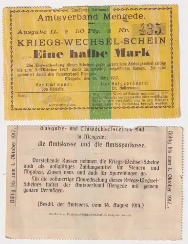 eine halbe Mark Banknote Amtsverband Mengede 1917 (119176)