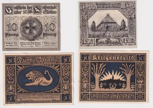 2 Banknoten Notgeld Heidestadt Soltau 1919 + 1921 (169184)