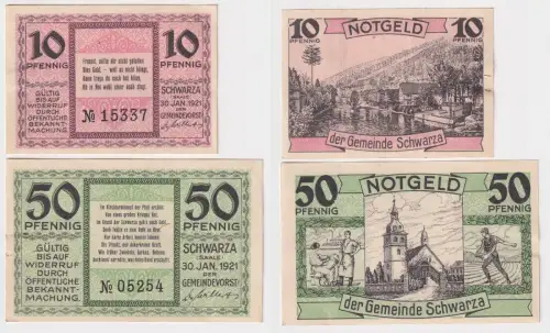 2 Banknote Notgeld Gemeinde Schwarza (Saale) 1921 (118341)
