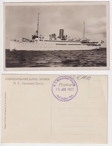 89220 Ak M.S. 'Hansestadt Danzig' Norddeutscher Lloyd Bremen 1927
