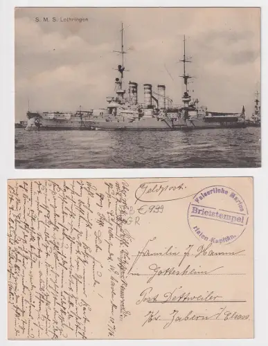 19168 Feldpost AK S.M.S. Lothringen - Kaiserliche Marine 1916