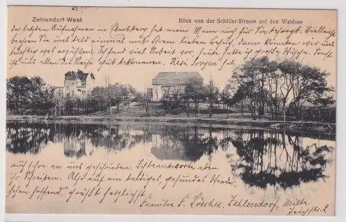 907094 Ak Zehlendorf West Blick von der Schillerstrasse auf den Waldsee 1920