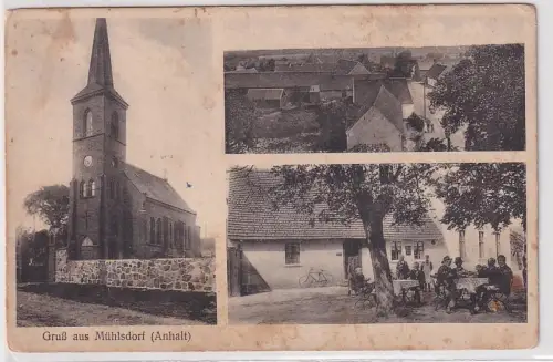 64466 Mehrbild Ak Gruß aus Mühlsdorf bei Roßlau in Anhalt Gasthof um 1920