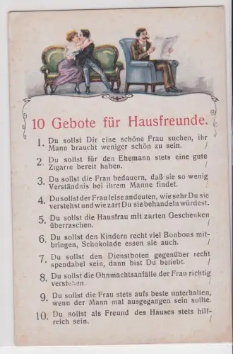 07058 Humor Ak "10 Gebote für Hausfreunde" um 1920