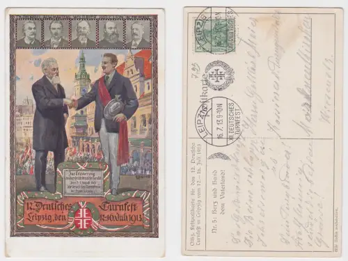 902872 Ak XII.Deutsches Turnfest zu Leipzig 1913 Herz und Hand dem Vaterland!