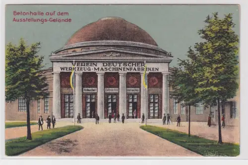 904304 Ak Gruß von der technischen Messe Leipzig Betonhalle um 1913