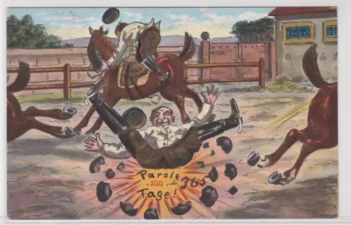 904184 Militär Humor Ak Kavallerie "Parole 100 Tage" 1910
