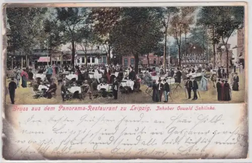 902507 Ak Gruß aus dem Panorama Restaurant Leipzig 1909