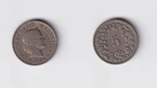 5 Rappen Nickel Münze Schweiz 1884 B ss (156733)