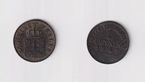 1 Pfennig Kupfer Münze Preussen 1847 A ss (154933)