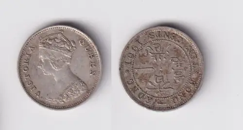 10 Cents Münze Silber Hongkong 1901 Queen Victoria ss+ (157483)