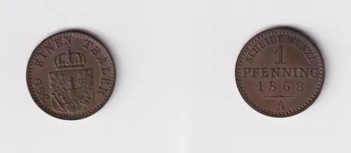 1 Pfennig Kupfer Münze Preussen 1868 A vz (151477)