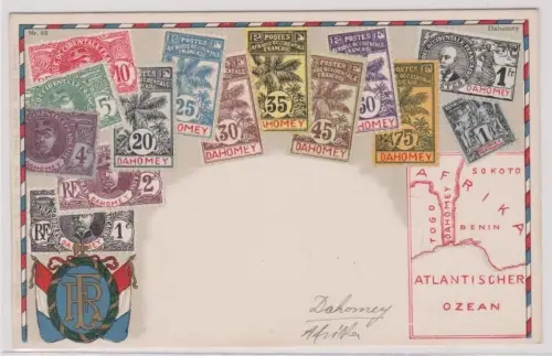 903398 Briefmarken Ak mit Briefmarken von  Dahomey Afrika um 1910