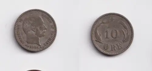 10 Öre Silber Münze Dänemark 1894 Delphin (141714)