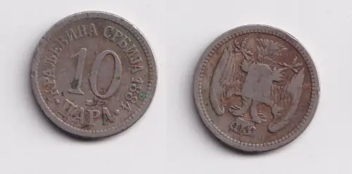 10 Para Kupfer Nickel Münze Serbien 1884 f.ss (157467)