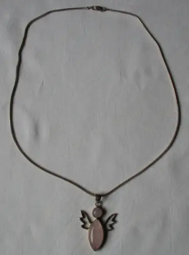 elegante 925er Sterling Silber Halskette mit Engel Stein Anhängern (163733)