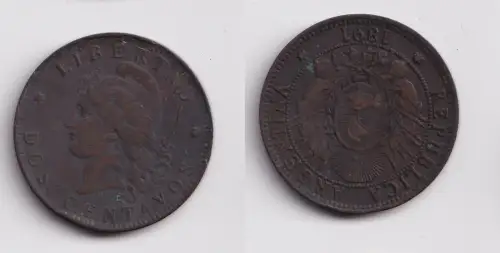 2 Centavos Kupfer Münze Argentinien 1891 (159128)