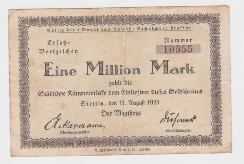 1 Million Mark Banknote städt.Kämmereikasse Stettin 11.08.1923 (164321)