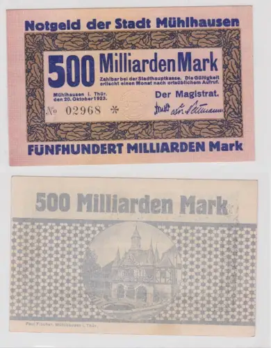 500 Milliarden Mark Banknote Inflation Stadt Mühlhausen 20.10.1923 (148724)