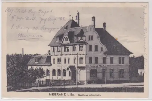 67264 Feldpost Ak Meerane in Sachsen Gasthaus Alberthain 1917
