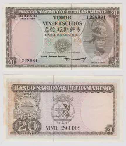 20 Escudos Banknote Timor 1967 Pick 26 fast UNC (144033)