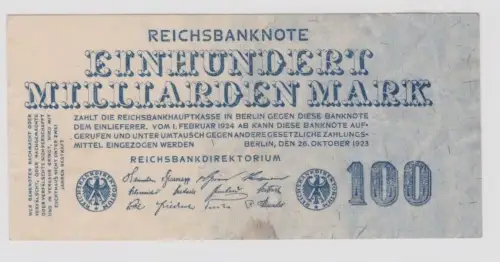 100 Milliarden Mark Banknote Inflation Berlin 26.10.1923 Ro 123 (132606)