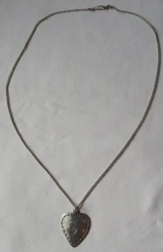 charmante 835er Silber Kette mit 900er Silber Herzanhänger Initialen JK (157465)