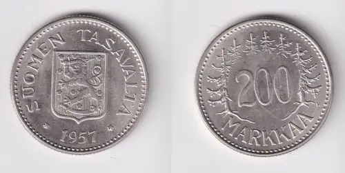 200 Markaa Silber Münze Finnland 1957 vz (163089)