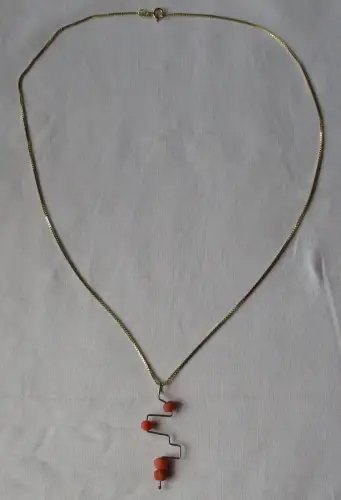elegante 333er Gold Damen Halskette mit Korallen Anhänger (134364)