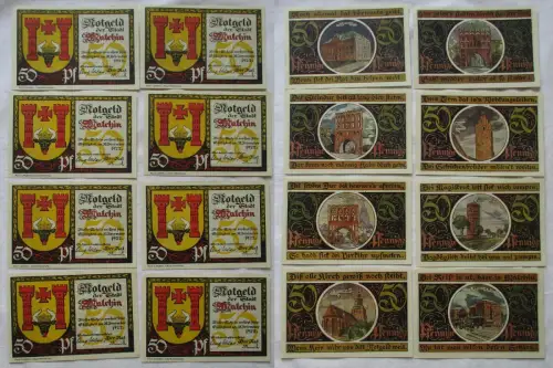 8 x 50 Pfennig Banknoten Notgeld der Stadt Malchin o.D. (1922) (161189)