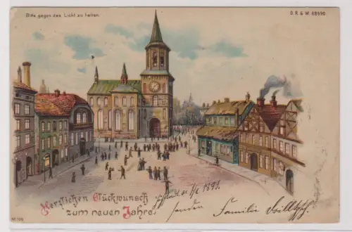 901058 Neujahrs Ak Halt gegens Licht 1898