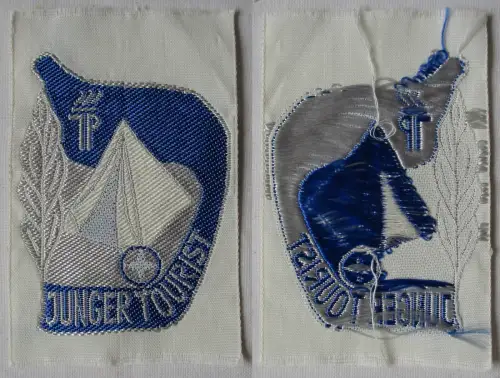 DDR JP Stoffabzeichen Aufnäher Junger Tourist in Silber (164751)