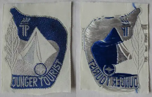 DDR JP Stoffabzeichen Aufnäher Junger Tourist in Silber (164279)