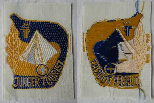 DDR JP Stoffabzeichen Aufnäher Junger Tourist in Gold (163904)