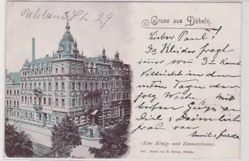 62592 Ak Gruß aus Döbeln Restaurant zum Reichskanzler Ecke König- & Zimmerstraße