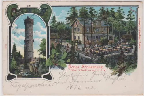 903650 Ak Hoher Schneeberg böhmische Schweiz 723 Meter über dem Meer 1903