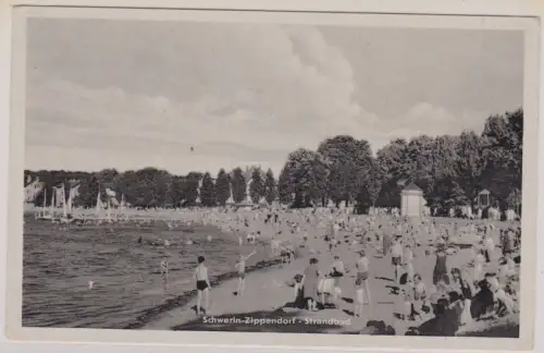 42918 Ak Schwerin-Zippendorf - Strandbad um 1920