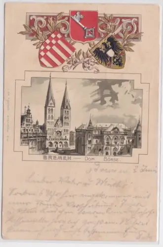 903347 Präge Passe Partout Ak Bremen Dom und Börse 1900