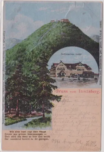 47491 Textil Seidenkarte Ak Gruss vom Inselsberg - Gothaisches Hotel 1902