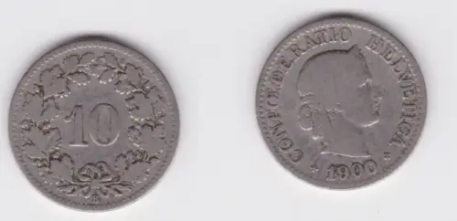 10 Rappen Kupfer Nickel Münze Schweiz 1900 B f.ss (164988)