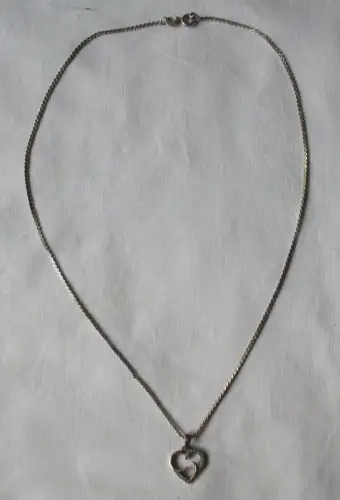 elegante 830er Silber Halskette mit 925er Sterling Silber Herz Anhänger (164272)