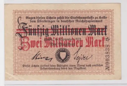 2 Milliarden Mark Banknote Stadt Halle Saale 1923 Überdruckausgabe (137962)