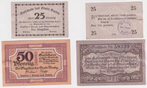 25 & 50 Pfennig Banknoten Notgeld Stadt Barby 1920 (168533)