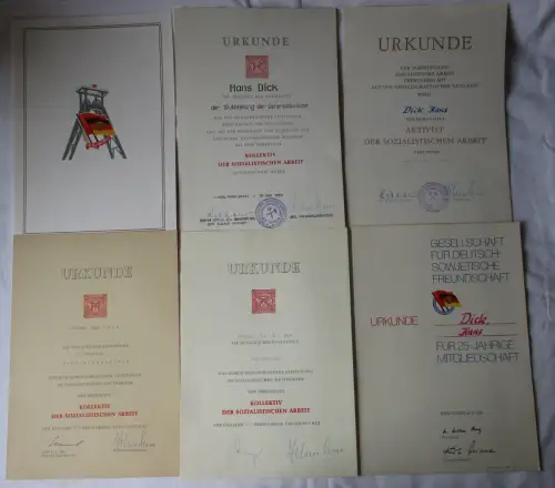 DDR Urkundenkonvolut Aktivist der soz. Arbeit + 25 Jahre DSF (164702)