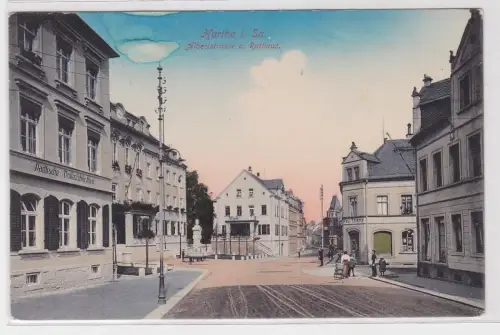 903949 Ak Hartha in Sachsen Albertstraße und Rathaus 1943
