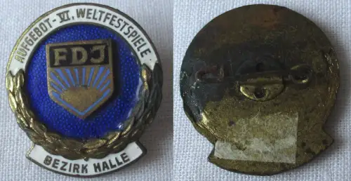 DDR FDJ Abzeichen Aufgebot VI. Weltfestspiele Bezirk Halle (157534)