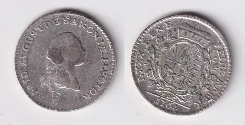 1/6 Taler Silber Münze Sachsen Friedrich August 1764 EDC (163121)