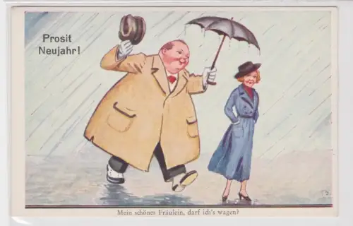905106 Prosit Neujahr Humor Ak "Mein schönes Fräulein, darf ich´s wagen" um 1940