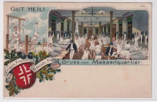 15850 Künstler Ak Lithographie Gruss aus dem Massenquartier um 1910