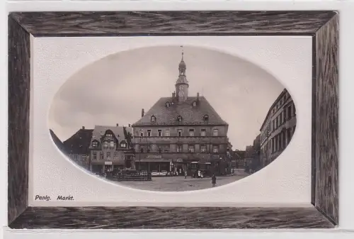 98359 Rahmen Präge Ak Penig i. Sa. Markt um 1910